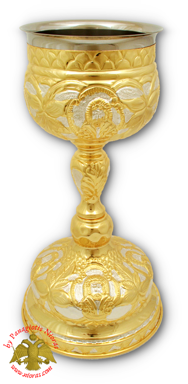 Orthodox Holy Communion Cup 1.5lt with Apostles Gold & Silver Plated h:35x17cm