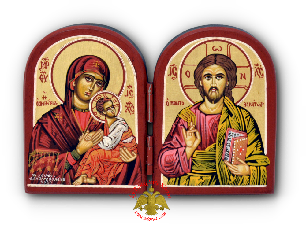Hagiography Wooden Diptych Theotokos Christ 11x16m