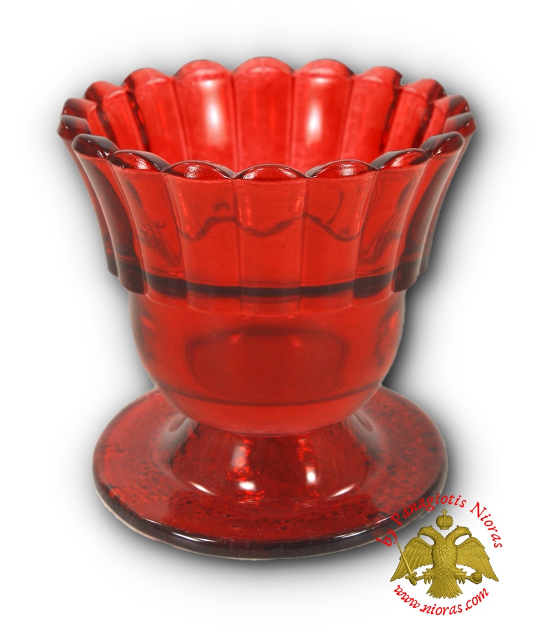 Glass Vigil Oil Candle with Standing Base Red 8x8cm
