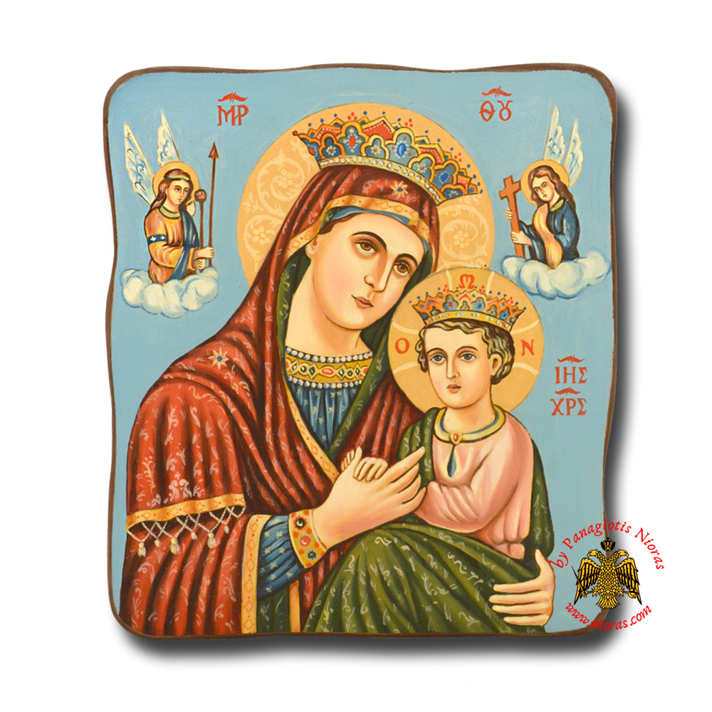 Hagiography Byzantine Hand Painted Icon Holy Virgin Mary Theotokos of Angels <b> Special Order Request </b>