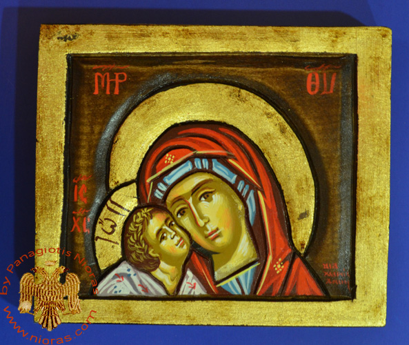 Hagiography Theotokos Glikofilousa B Hand Painted Icon 10x16cm