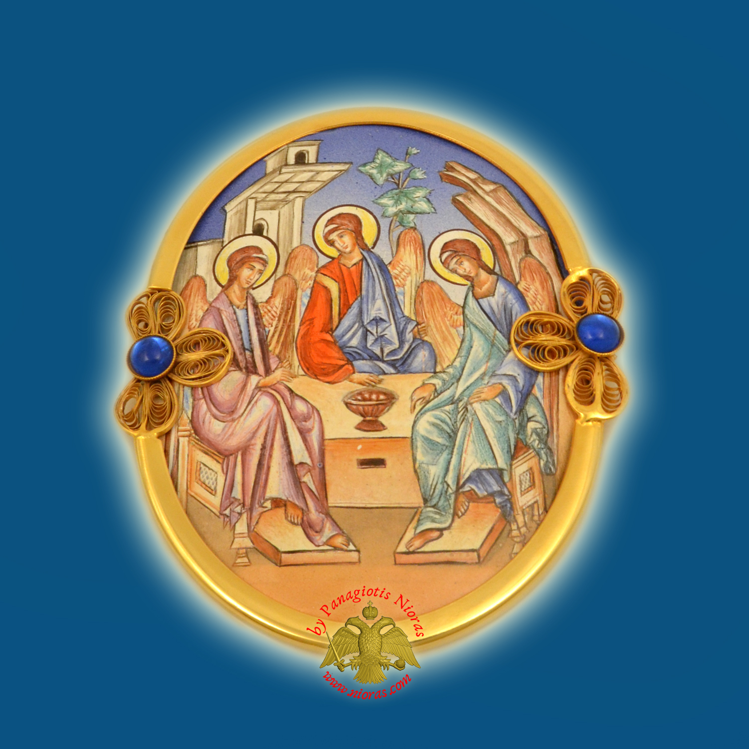 Russian Enamel Holy Trinity Icon of Andrew Rublev