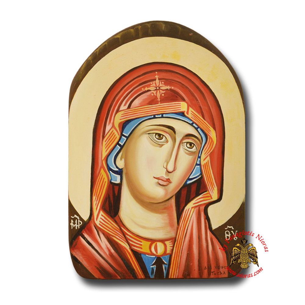 Hagiography Byzantine Hand Painted Icon Holy Virgin Mary Theotokos Face Detail Red<b> Special Order Request </b>