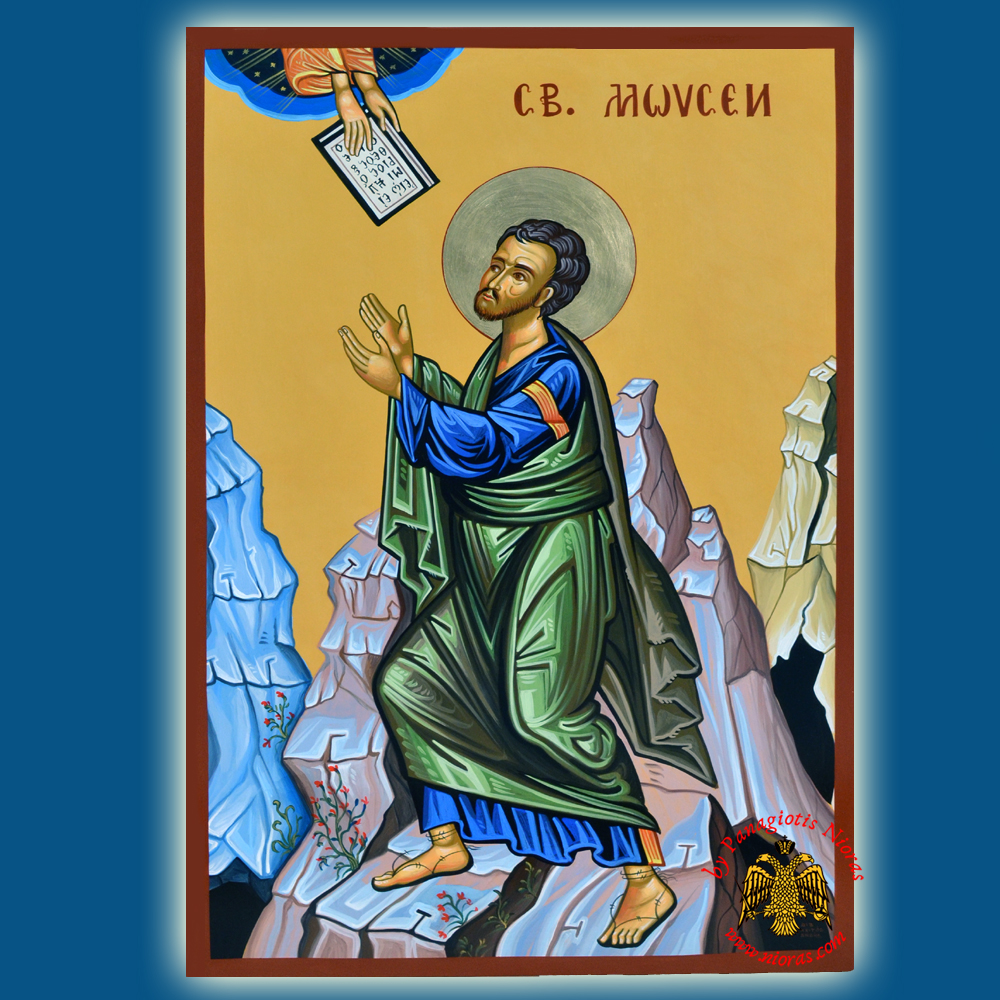 Hagiography Icon of Prophet Moses for Church Iconostasis <b>Special Order </B>
