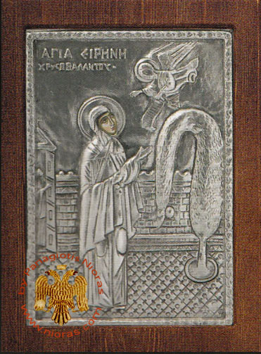 Saint Irene Chrysovaladou Silver Plated Icon