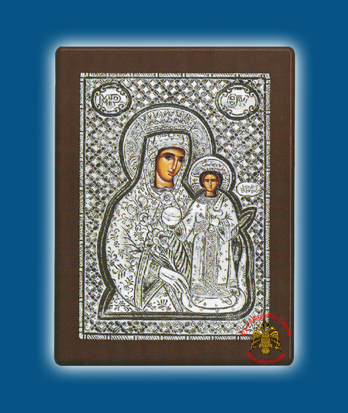 Holy Virgin Mary Theotokos Panagia Rodo To Amaranto Silver Holy Icon