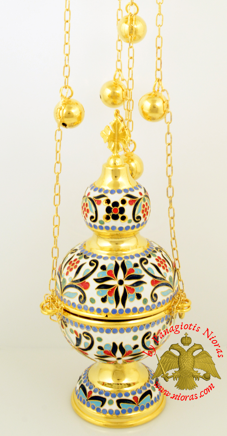 Russian Orthodox Church Censer Enameled Gold Plated
