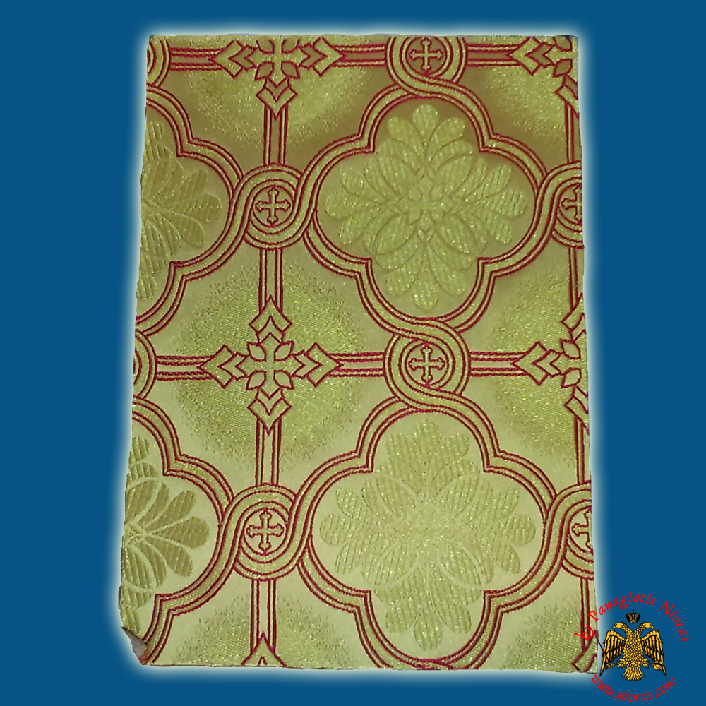 Orthodox Clerics Vestment Fabric With Flowered Shaped Cross Gold With Red Details No.6626