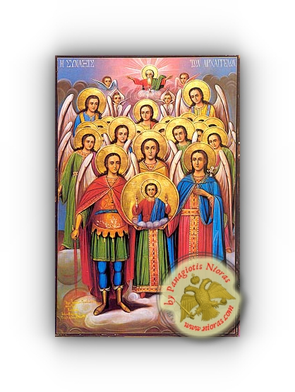 Synaxis of the Holy Archangels - Neoclassical Wooden Holy Icon