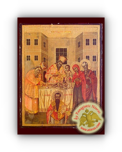 Circumcision of Christ, and Saint Basil the Great - Neoclassical Wooden Holy Icon