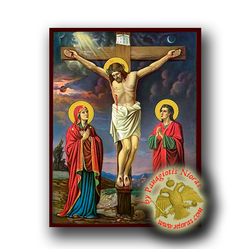 The Crucifixion Golgotha - Neoclassical Wooden Icon