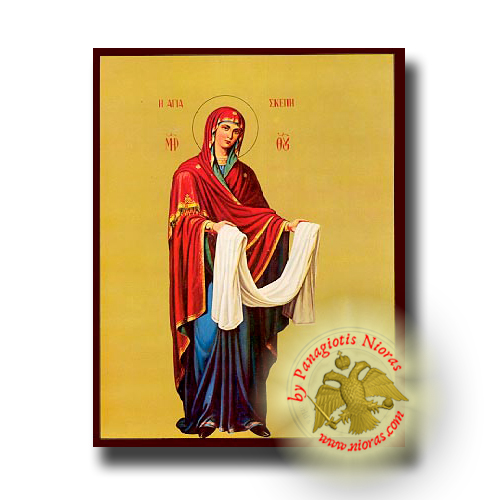Theotokos Skepe (Protection), Full Body - Neoclassical Wooden Icon