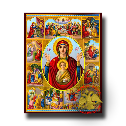 Theotokos Life Images - Neoclassical Wooden Icon