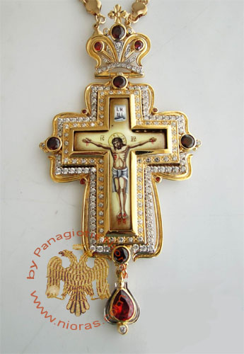 Pectoral Cross Design 171a Gold Plated Brass Zirgon Stone
