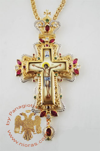 Pectoral Cross Design 188d Gold Plated Brass Zirgon Stone