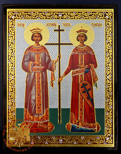 Εικόνες Ασημοχρυσοτυπία Άγιος Κωνσταντίνος και Αγία Ελένη