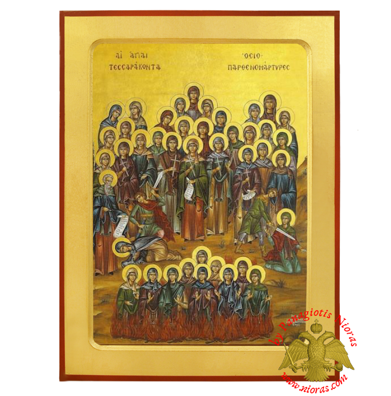 Forty Holy Virgin Martyrs wooden byzantine icon