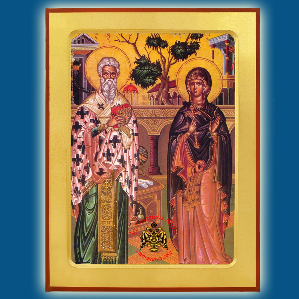 Orthodox Wooden Icon Cyprian and Justina