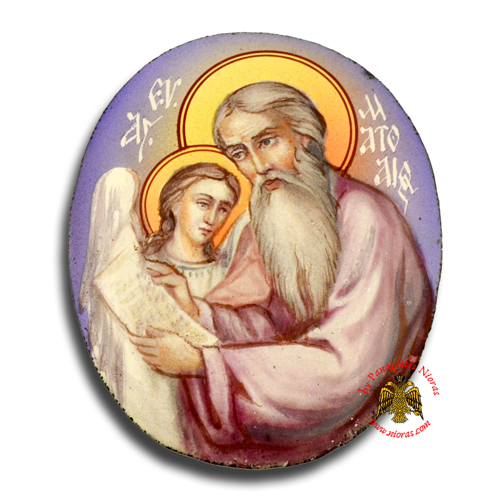 Russian Enamel Hand Painted Icon Saint Matthew Apostle