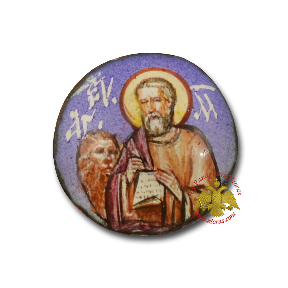 Russian Enamel Hand Painted Saint Mark Round Design
