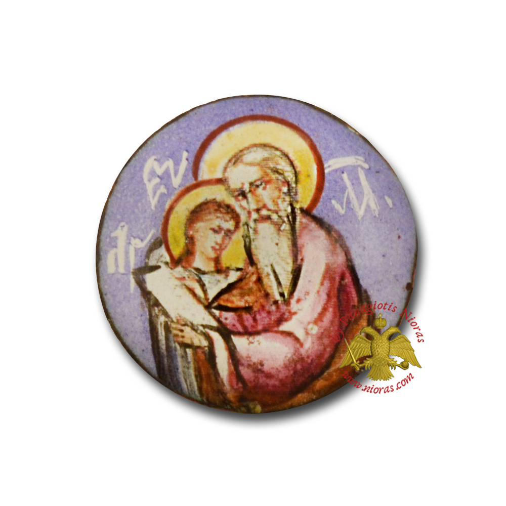 Russian Enamel Hand Painted Saint Matthew Round Design