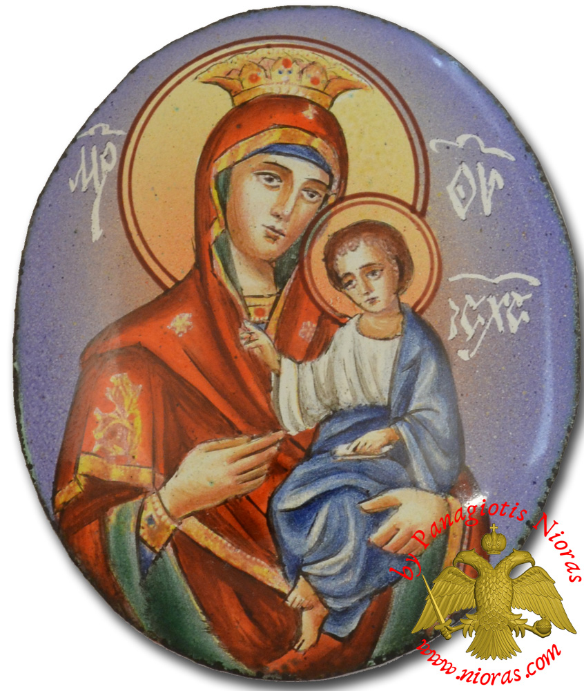 Orthodox Holy Virgin Mary Theotokos Panagia Hand Painted Enamel Icon 4x5cm