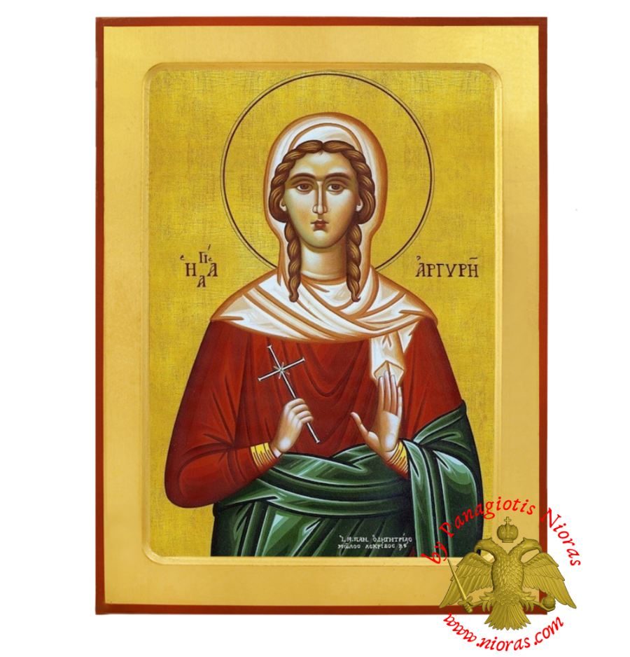 Saint Argyre, Argyro the Neomartyr of Proussa Orthodox Wooden Byzantine Icon