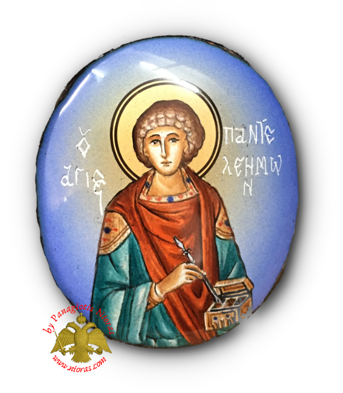 Saint Panteleimon Orthodox Hand Painted Enamel Icon 4x5cm
