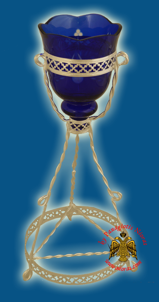 Orthodox Church Holy Table Silver 925 Vigil Oil Candle Blue Cup