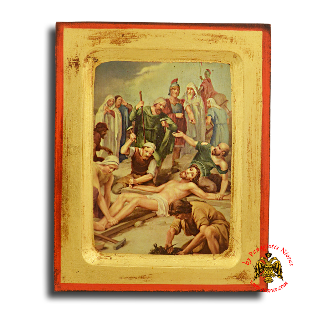 Icon of Station 11 Christ Is Nailed to the Cross