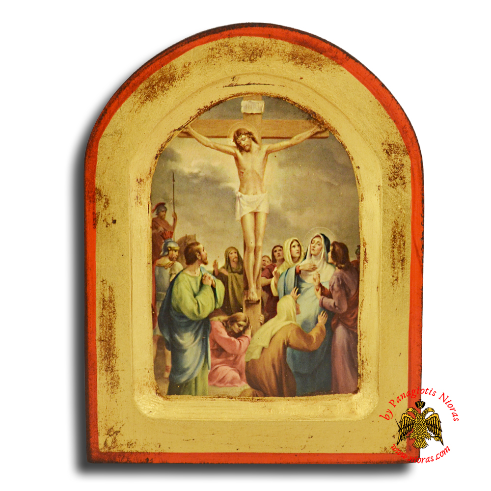 Icon of Station 12 Christ Dies Upon the Cross with Round Top