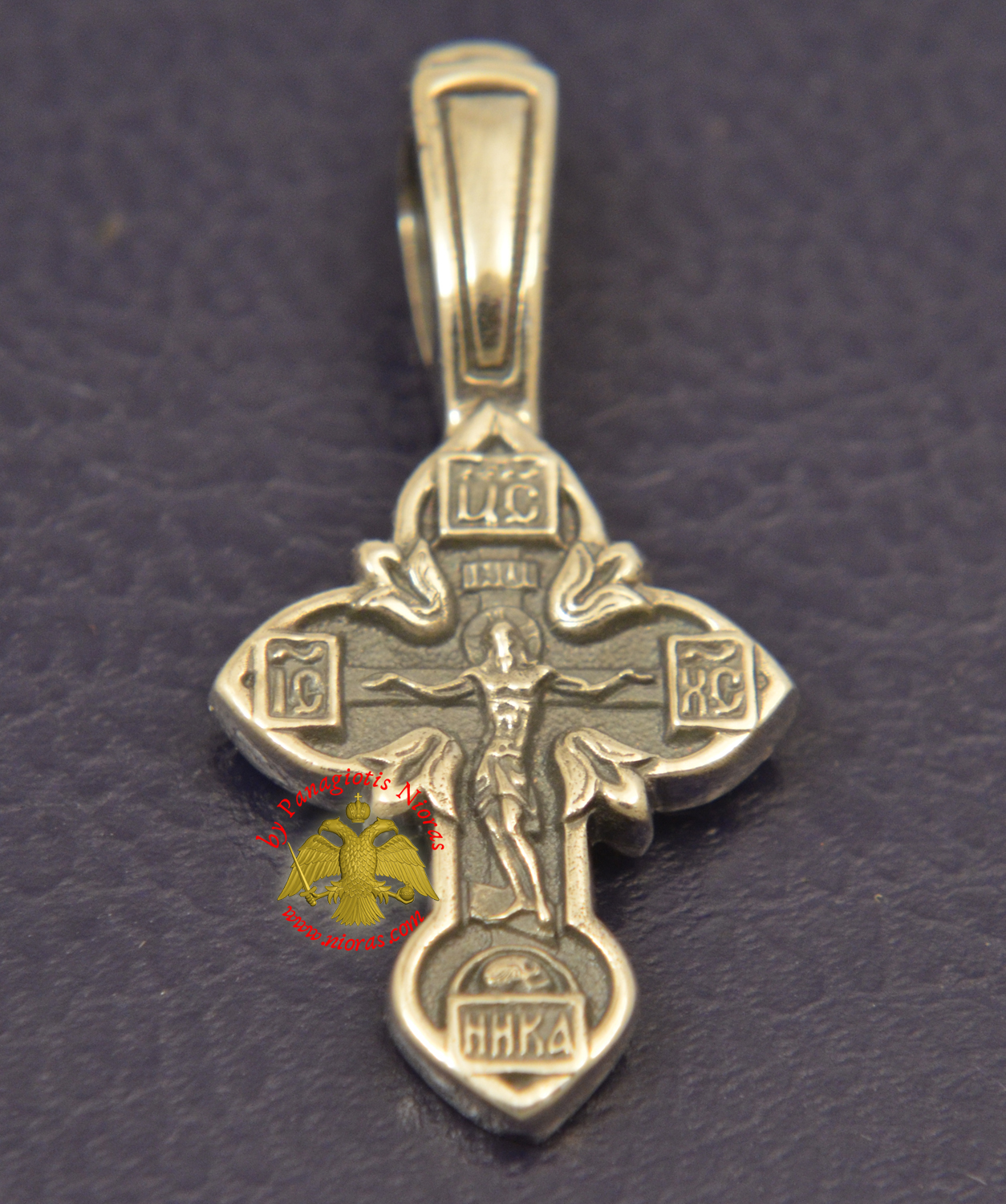 Byzantine Orthodox Cross Motif Russian Pray Double Sided Silver 925 for the Neck