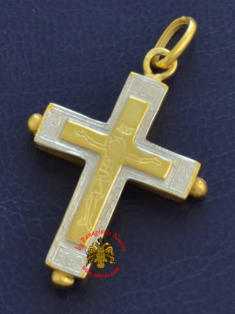 Byzantine Orthodox Cross Silver 925 Design Christ and ICXC NIKA Gold Plated