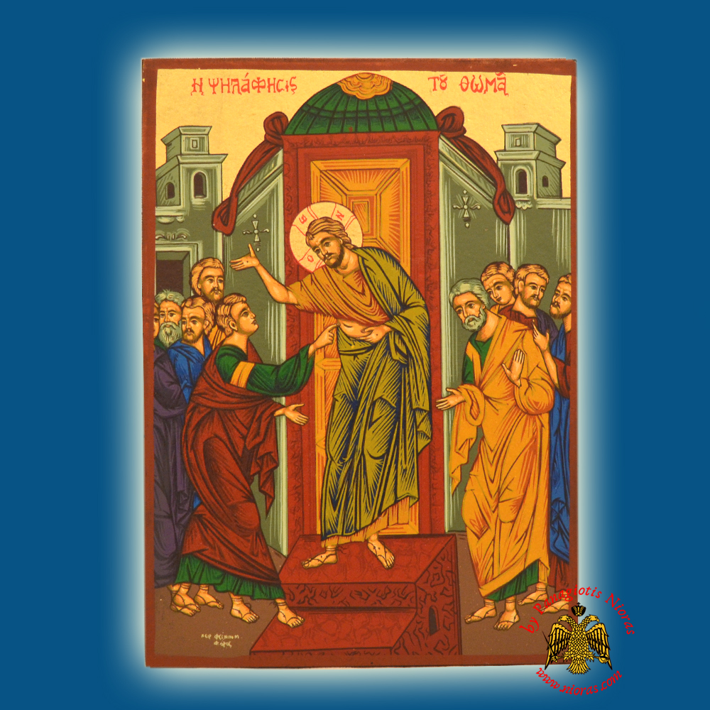 Christ The Good Unbelief of Saint Thomas Byzantine Wooden Icon on Canvas