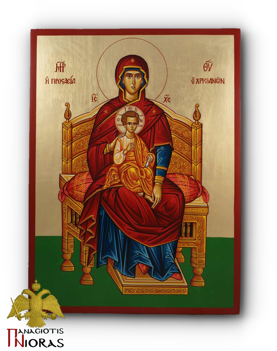Hagiography Holy Theotokos Enthroned Byzantine Holy Icon 30x40cm