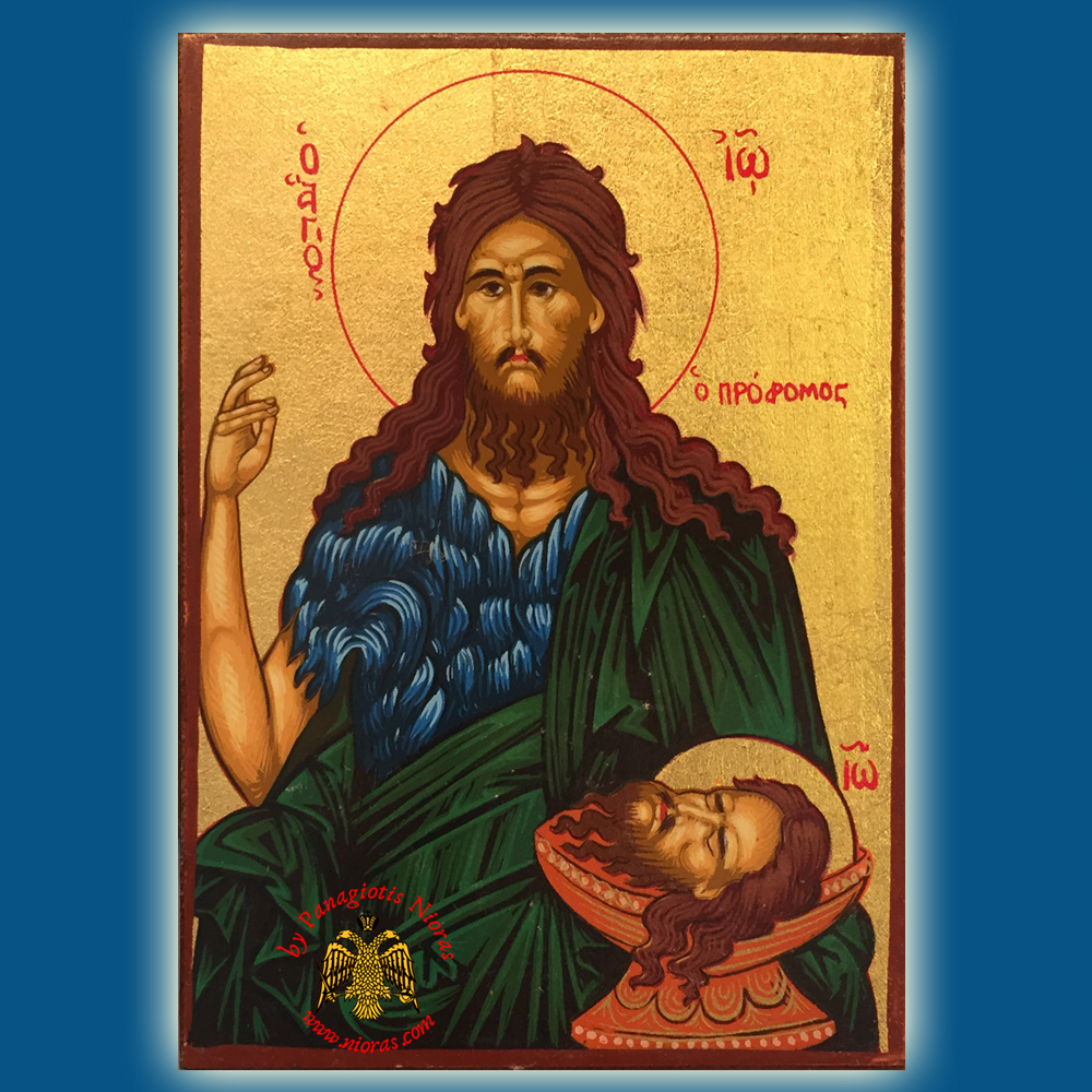 Saint John the Baptish Byzantine Wooden Icon on Canvas