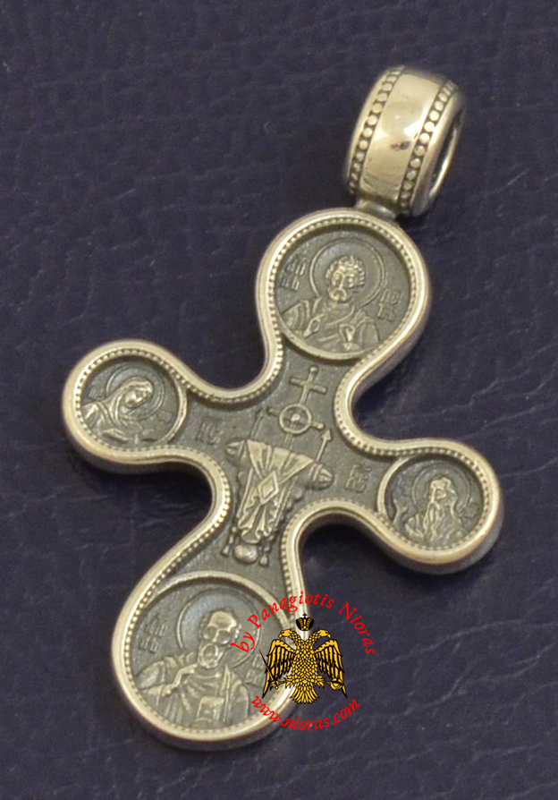 Byzantine Orthodox Cross Silver 925 Golgotha Design for the Neck