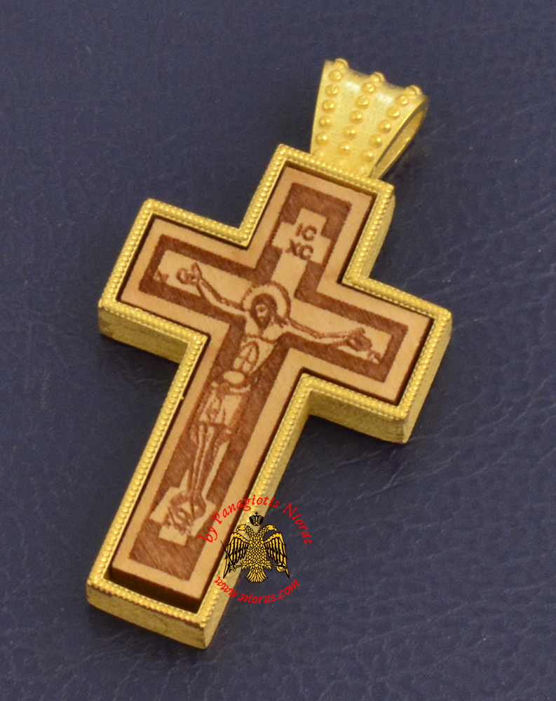 Byzantine Orthodox Cross Silver 925 Christ Design Gold Plated Details for the Neck