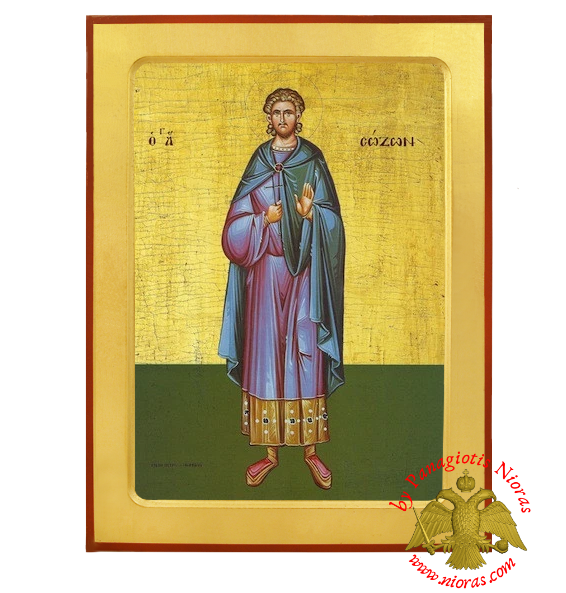 Saint Sozon Byzantine Wooden Icon
