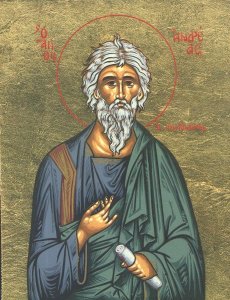 Saint Andrew the Apostle Byzantine Wooden Icon on Canvas
