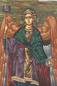 Archangel Gabriel Byzantine Wooden Icon on Canvas