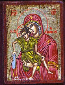 Theotokos Panagia Axion Esti Hand Painted Wooden Byzantine Icon on Canvas