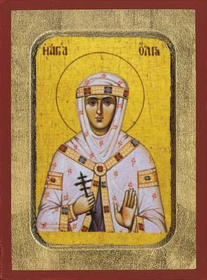 Saint Olga wooden byzantine icon