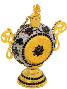Anointing Holy Oil Round Shaped Bottle With Enamel Gold plated