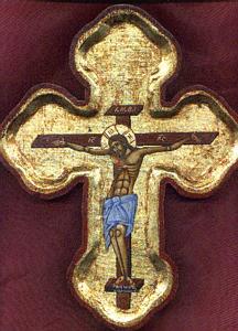 Byzantine Cross on Natural Wood 17x26cm