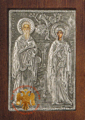 Saint Cyprian & Justina Silver Plated Icon