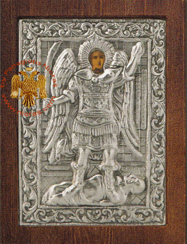 Archangel Michael Panormitis Silver Plated Icon