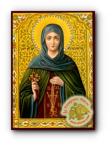 Saint Philothea, Nun-Martyr, of Athens, Greece, Neoclassical Wooden Icon