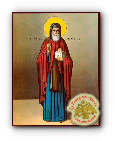 Saint Meletios Neoclassical Wooden Icon