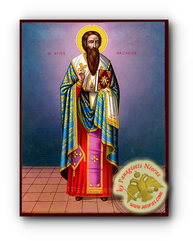 Άγιος Βασίλειος ο Μέγας, Αρχιεπίσκοπος Καισάρειας Νεοκλασσικη Ξύλινη Εικόνα